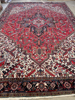 10'3 x 15'3 Vintage Oversize Tribal Heriz rug #2084 / 10x15 Vintage Rug - Blue Parakeet Rugs