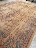 8'9 x 11'8 Distressed Turkish Oushak rug #2245 / 9x12 Vintage Rug - Blue Parakeet Rugs