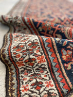 3'5 x 9'3 Antique Persian Hamadan runner #2436 / 3x9 Vintage runner - Blue Parakeet Rugs