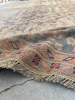 8'9 x 11'8 Distressed Turkish Oushak rug #2245 / 9x12 Vintage Rug - Blue Parakeet Rugs