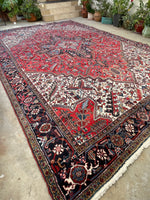 10'3 x 15'3 Vintage Oversize Tribal Heriz rug #2084 / 10x15 Vintage Rug - Blue Parakeet Rugs