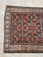 3'5 x 9'3 Antique Persian Hamadan runner #2436 / 3x9 Vintage runner - Blue Parakeet Rugs