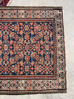3'5 x 9'3 Antique Persian Hamadan runner #2436 / 3x9 Vintage runner - Blue Parakeet Rugs
