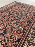 3'5 x 9'3 Antique Persian Hamadan runner #2436 / 3x9 Vintage runner - Blue Parakeet Rugs