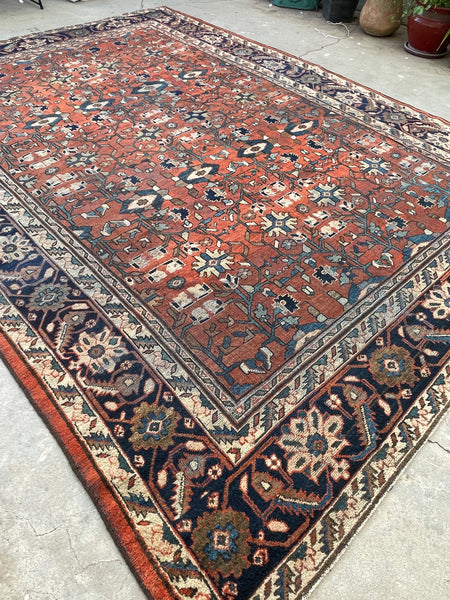 8'4 x 11'7 Antique Persian Brick Rust Mahal rug #2246 / 8x12 Vintage Rug - Blue Parakeet Rugs
