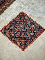 3'6 x 4' Antique Diamond Shaped Persian rug #2435ML / 4x4 Persian rug - Blue Parakeet Rugs
