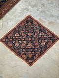 3'6 x 4' Antique Diamond Shaped Persian rug #2435ML / 4x4 Persian rug - Blue Parakeet Rugs