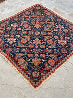 3'6 x 4' Antique Diamond Shaped Persian rug #2435ML / 4x4 Persian rug - Blue Parakeet Rugs