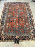 8'4 x 11'7 Antique Persian Brick Rust Mahal rug #2246 / 8x12 Vintage Rug - Blue Parakeet Rugs