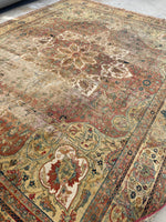 9'4 x 12'5 Antique 19th Century rug #1943ML / Large 9x12 vintage rug - Blue Parakeet Rugs