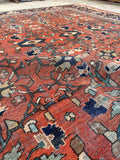 8'4 x 11'7 Antique Persian Brick Rust Mahal rug #2246 / 8x12 Vintage Rug - Blue Parakeet Rugs