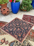 3'6 x 4' Antique Diamond Shaped Persian rug #2435ML / 4x4 Persian rug - Blue Parakeet Rugs