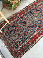 2'11 x 12 Skinny and worn antique runner #488 - Blue Parakeet Rugs