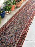 2'11 x 12 Skinny and worn antique runner #488 - Blue Parakeet Rugs