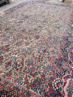 10'4 x 16'6 Antique Persian floral Kerman rug #1938 / 10x17 vintage rug - Blue Parakeet Rugs