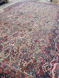 10'4 x 16'6 Antique Persian floral Kerman rug #1938 / 10x17 vintage rug - Blue Parakeet Rugs