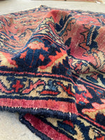 4'10 x 6' Antique worn Persian Lilihan rug #2247 / 5x6 Vintage Rug - Blue Parakeet Rugs