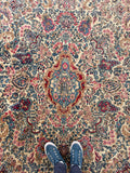 10'4 x 16'6 Antique Persian floral Kerman rug #1938 / 10x17 vintage rug - Blue Parakeet Rugs