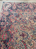 10'4 x 16'6 Antique Persian floral Kerman rug #1938 / 10x17 vintage rug - Blue Parakeet Rugs