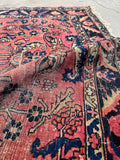 4'10 x 6' Antique worn Persian Lilihan rug #2247 / 5x6 Vintage Rug - Blue Parakeet Rugs