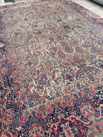 10'4 x 16'6 Antique Persian floral Kerman rug #1938 / 10x17 vintage rug - Blue Parakeet Rugs