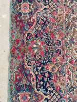 10'4 x 16'6 Antique Persian floral Kerman rug #1938 / 10x17 vintage rug - Blue Parakeet Rugs