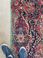 10'4 x 16'6 Antique Persian floral Kerman rug #1938 / 10x17 vintage rug - Blue Parakeet Rugs