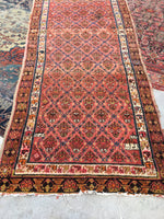 3'10 x 16'5 dated antique Persian rug (#873) - Blue Parakeet Rugs
