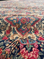10'4 x 16'6 Antique Persian floral Kerman rug #1938 / 10x17 vintage rug - Blue Parakeet Rugs