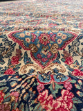 10'4 x 16'6 Antique Persian floral Kerman rug #1938 / 10x17 vintage rug - Blue Parakeet Rugs