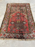 3'2 x 4'9 Worn antique Caucasian scatter rug #2249 / 3x5 Vintage Rug - Blue Parakeet Rugs