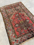 3'2 x 4'9 Worn antique Caucasian scatter rug #2249 / 3x5 Vintage Rug - Blue Parakeet Rugs