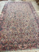 10'4 x 16'6 Antique Persian floral Kerman rug #1938 / 10x17 vintage rug - Blue Parakeet Rugs