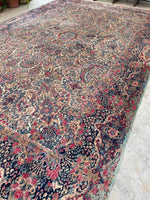10'4 x 16'6 Antique Persian floral Kerman rug #1938 / 10x17 vintage rug - Blue Parakeet Rugs