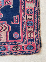 2' x 2'10 Antique Turkish Sparta scatter rug #2087 / 2x3 Vintage Rug - Blue Parakeet Rugs
