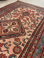 3'4 x 5'6 Antique Blush Persian Malayer scatter rug #2250 / 3x6 Vintage Rug - Blue Parakeet Rugs