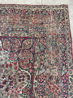8'4 x 12'1 Antique Persian Kerman Lavar rug #2440ML / 9x12 Persian rug - Blue Parakeet Rugs