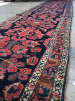 3' x 19' Antique Persian Lilihan Runner / long vintage runner / Persian rug runner - Blue Parakeet Rugs