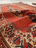 3'5 x 5'7 Antique Persian Malayer rug #2251 / 4x6 Vintage Rug - Blue Parakeet Rugs