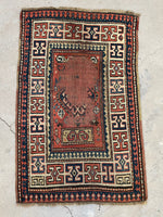 2'8 x 4'4 Antique Caucasian scatter rug #2252 / 3x4 Vintage Rug - Blue Parakeet Rugs