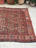 5'2 x 9'8 worn antique Persian Hamadan Rug (#871) - Blue Parakeet Rugs