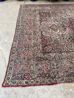 8'4 x 12'1 Antique Persian Kerman Lavar rug #2440ML / 9x12 Persian rug - Blue Parakeet Rugs