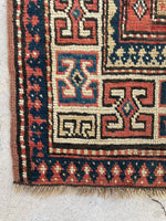 2'8 x 4'4 Antique Caucasian scatter rug #2252 / 3x4 Vintage Rug - Blue Parakeet Rugs