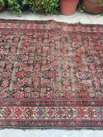 5'2 x 9'8 worn antique Persian Hamadan Rug (#871) - Blue Parakeet Rugs