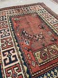 2'8 x 4'4 Antique Caucasian scatter rug #2252 / 3x4 Vintage Rug - Blue Parakeet Rugs
