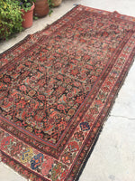 5'2 x 9'8 worn antique Persian Hamadan Rug (#871) - Blue Parakeet Rugs