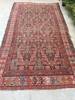 5'2 x 9'8 worn antique Persian Hamadan Rug (#871) - Blue Parakeet Rugs