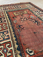 2'8 x 4'4 Antique Caucasian scatter rug #2252 / 3x4 Vintage Rug - Blue Parakeet Rugs