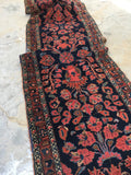 3' x 19' Antique Persian Lilihan Runner / long vintage runner / Persian rug runner - Blue Parakeet Rugs