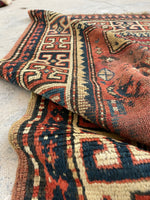 2'8 x 4'4 Antique Caucasian scatter rug #2252 / 3x4 Vintage Rug - Blue Parakeet Rugs